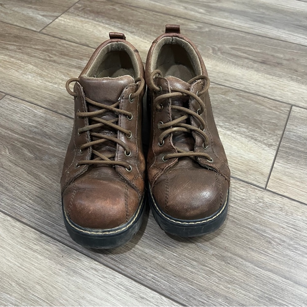 Y2K Brown Leather Clogs - Picture 2 of 7